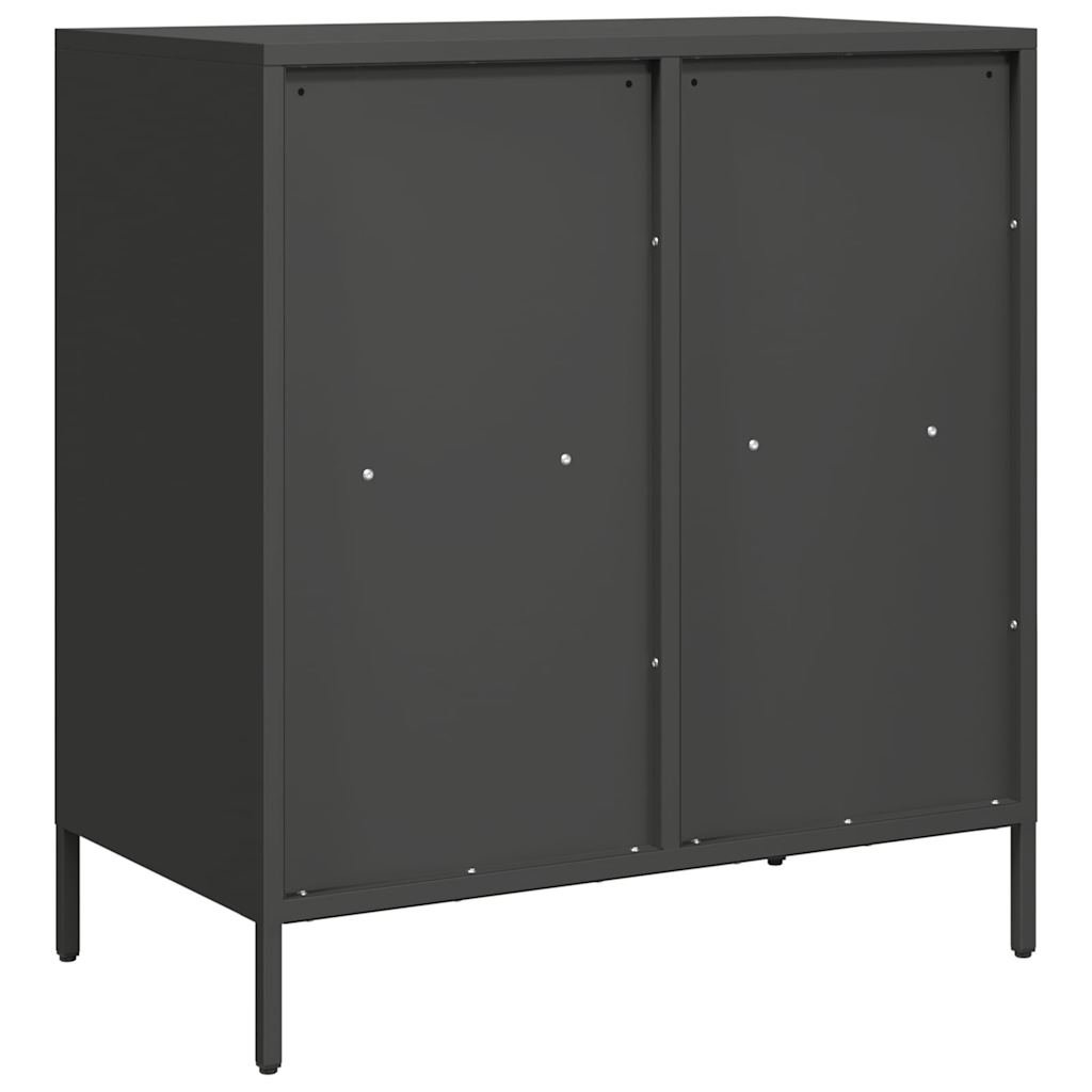 Credenza-Buffet-Armadio da cucina Nera 68x39x73,5 cm in Acciaio Laminato a Freddo 933391