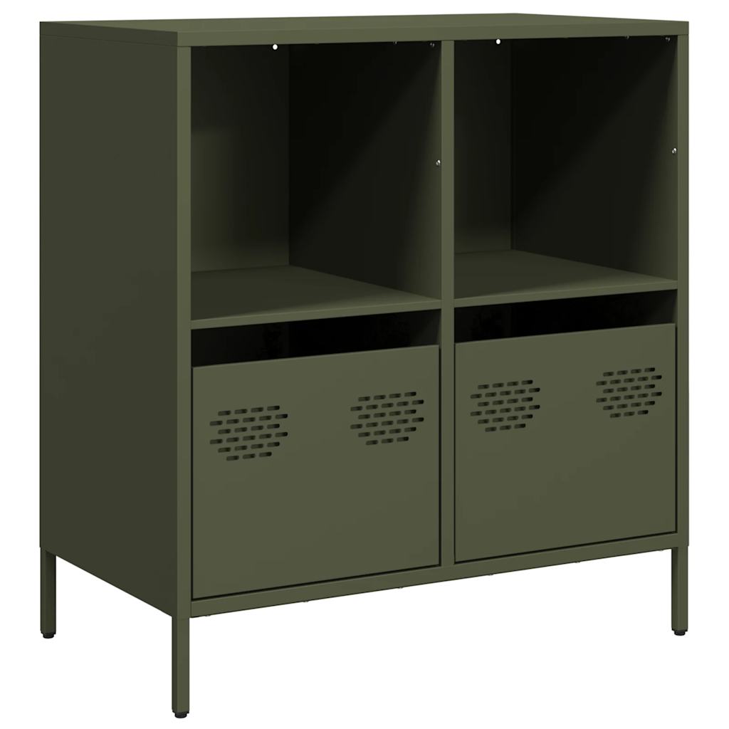 vidaXL Credenza Verde Oliva 68x39x73,5 cm in Acciaio Laminato a Freddo