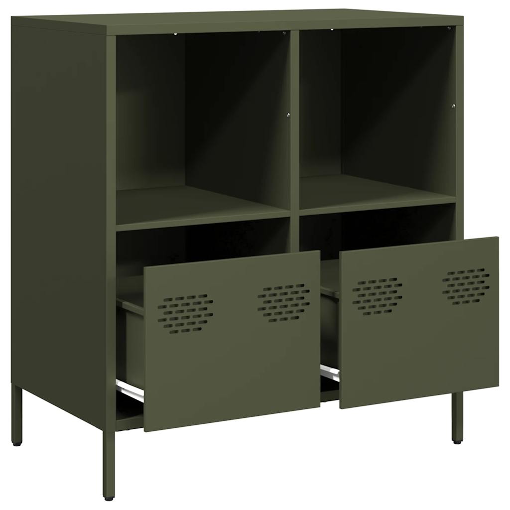 vidaXL Credenza Verde Oliva 68x39x73,5 cm in Acciaio Laminato a Freddo