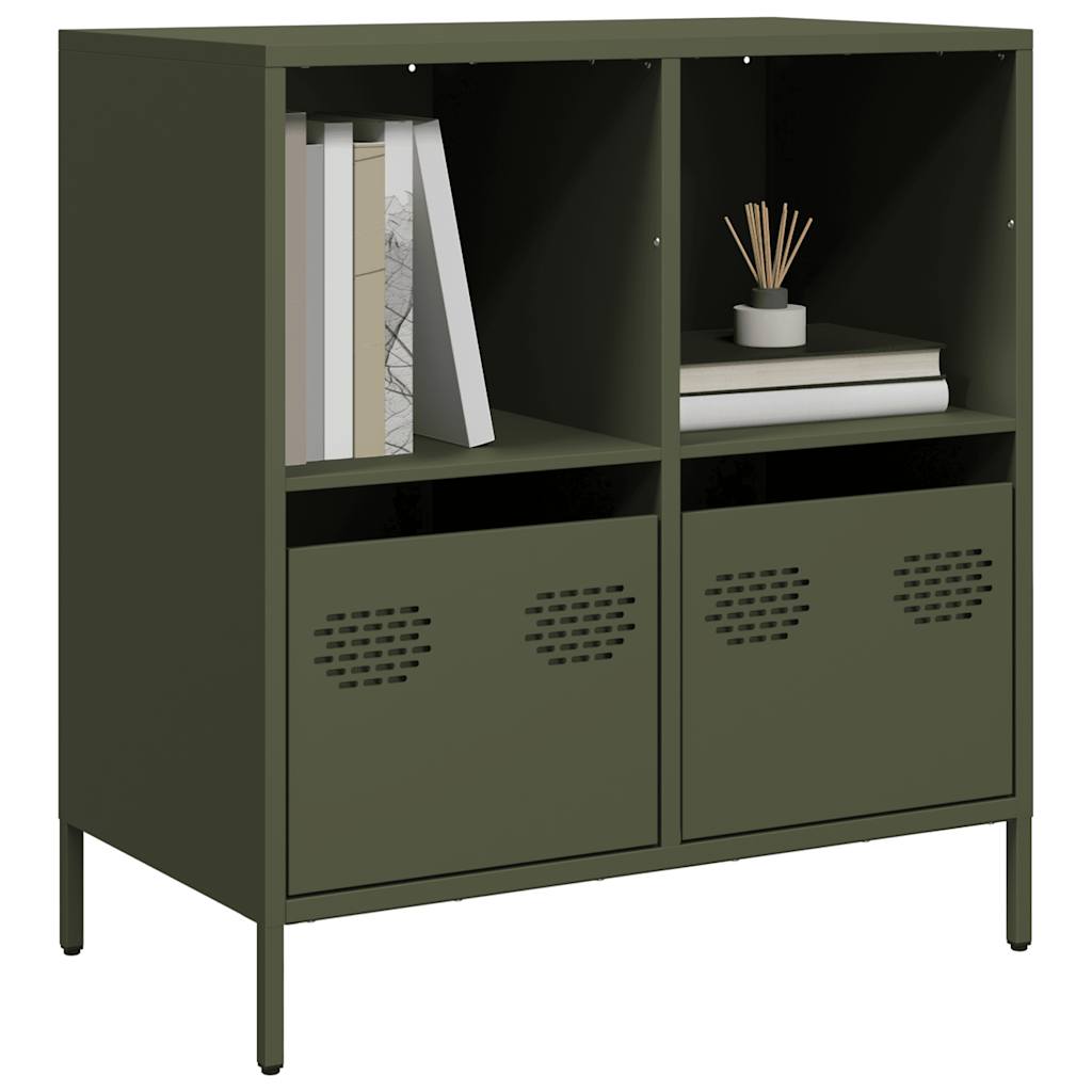 vidaXL Credenza Verde Oliva 68x39x73,5 cm in Acciaio Laminato a Freddo