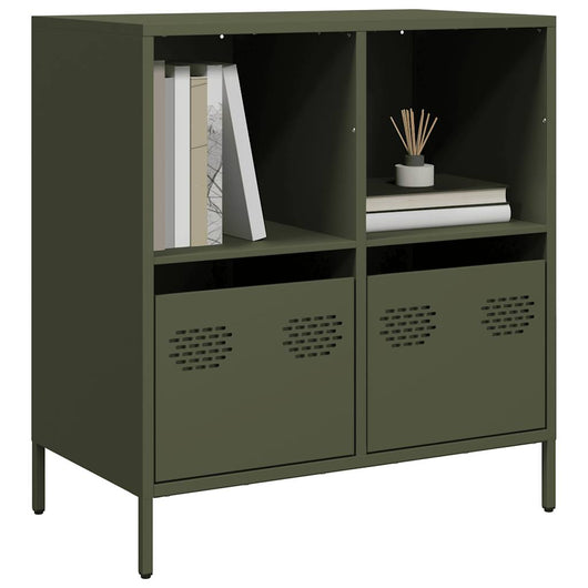 vidaXL Credenza Verde Oliva 68x39x73,5 cm in Acciaio Laminato a Freddo