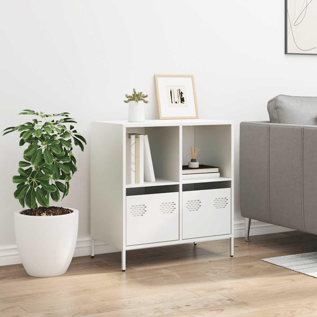 vidaXL Credenza Bianca 68x39x73,5 cm in Acciaio Laminato a Freddo