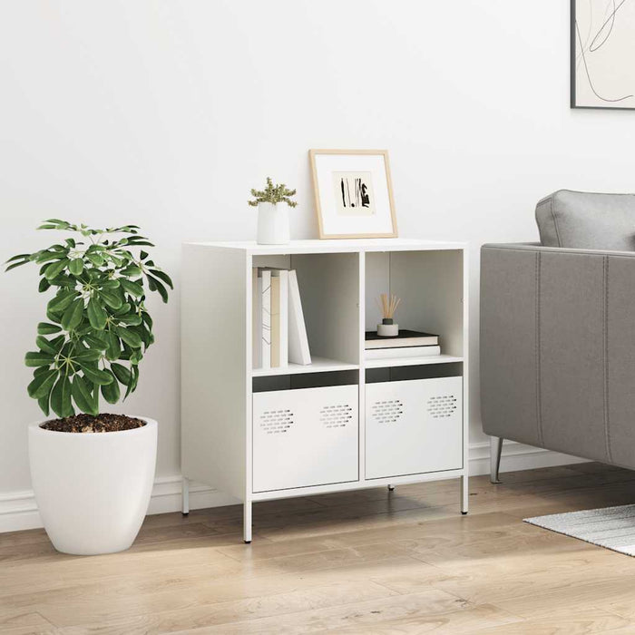 vidaXL Credenza Bianca 68x39x73,5 cm in Acciaio Laminato a Freddo