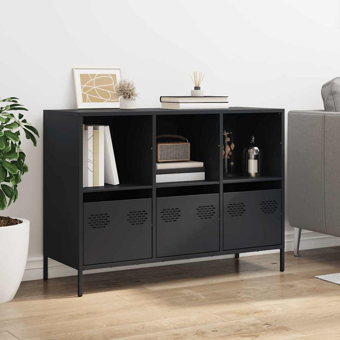 Credenza-Buffet-Armadio da cucina Nera 101,5x39x73,5 cm in Acciaio Laminato a Freddo