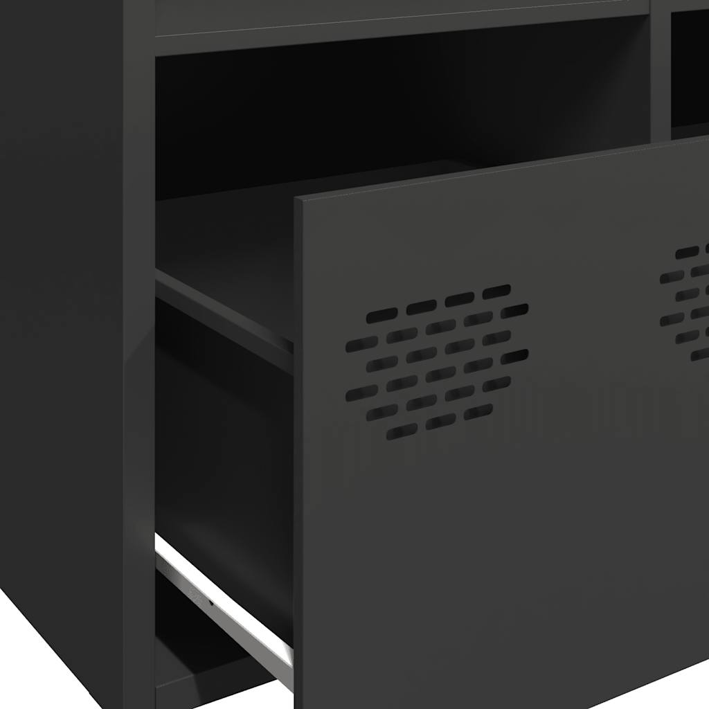 Credenza-Buffet-Armadio da cucina Nera 101,5x39x73,5 cm in Acciaio Laminato a Freddo