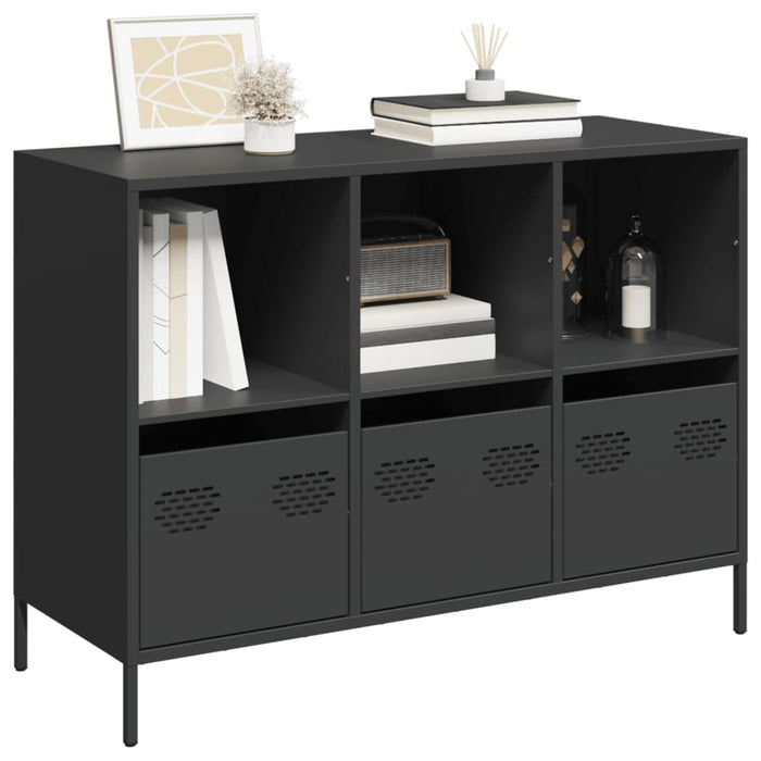Credenza-Buffet-Armadio da cucina Nera 101,5x39x73,5 cm in Acciaio Laminato a Freddo