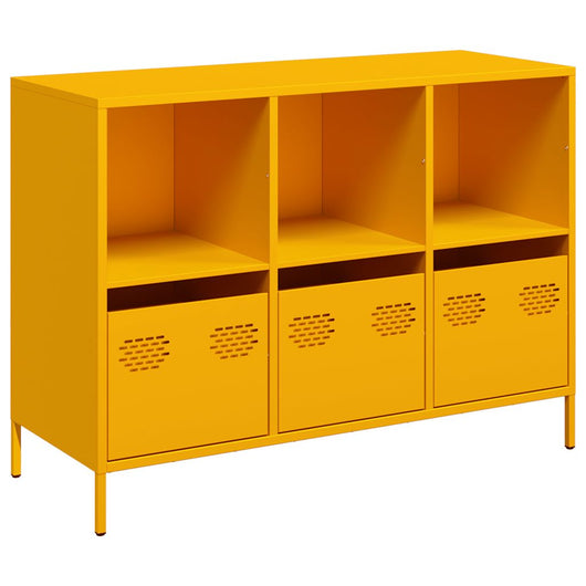Credenza-Buffet-Armadio da cucina Giallo Senape 101,5x39x73,5 cm Acciaio Laminato Freddo 825458