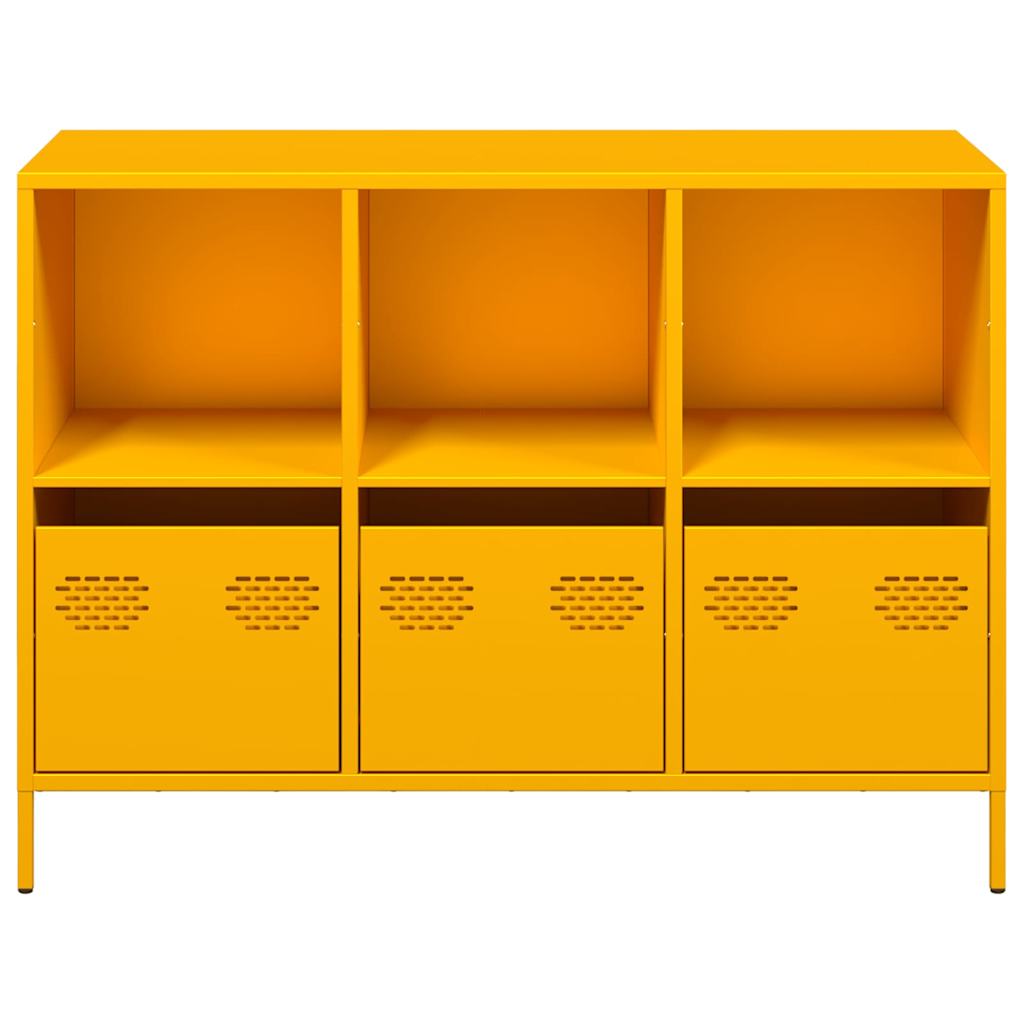 Credenza-Buffet-Armadio da cucina Giallo Senape 101,5x39x73,5 cm Acciaio Laminato Freddo 825458