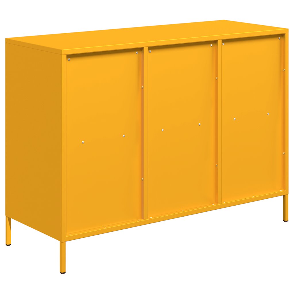 Credenza-Buffet-Armadio da cucina Giallo Senape 101,5x39x73,5 cm Acciaio Laminato Freddo 825458