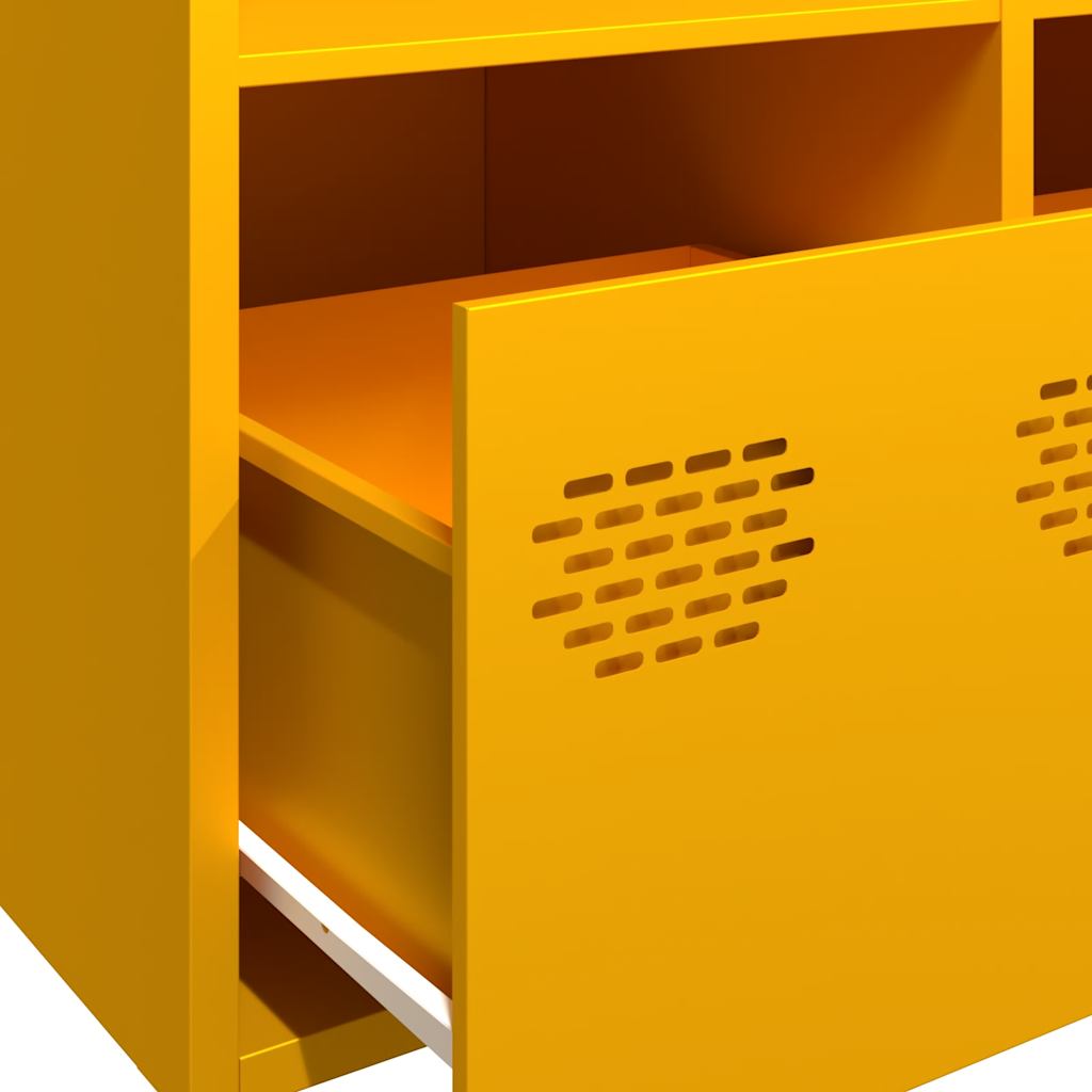 Credenza-Buffet-Armadio da cucina Giallo Senape 101,5x39x73,5 cm Acciaio Laminato Freddo 825458