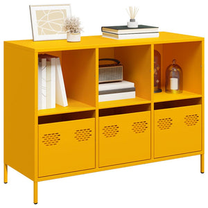 Credenza-Buffet-Armadio da cucina Giallo Senape 101,5x39x73,5 cm Acciaio Laminato Freddo 825458
