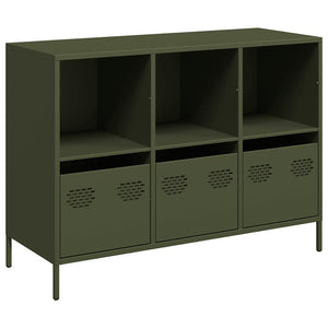Credenza Verde Oliva 101,5x39x73,5 cm Acciaio Laminato a Freddo 851368