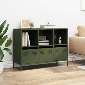 Credenza Verde Oliva 101,5x39x73,5 cm Acciaio Laminato a Freddo 851368