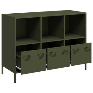 Credenza Verde Oliva 101,5x39x73,5 cm Acciaio Laminato a Freddo 851368