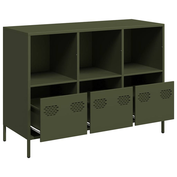 Credenza Verde Oliva 101,5x39x73,5 cm Acciaio Laminato a Freddo 851368