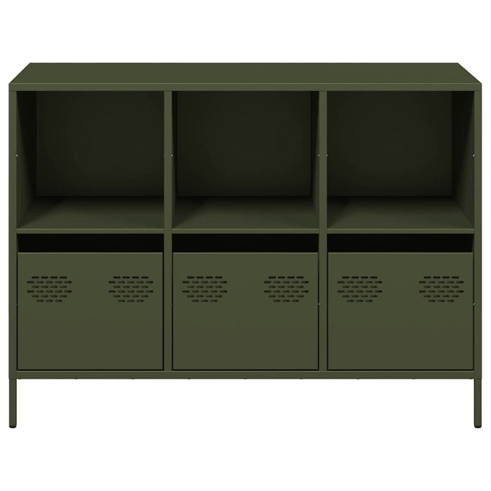 Credenza Verde Oliva 101,5x39x73,5 cm Acciaio Laminato a Freddo 851368