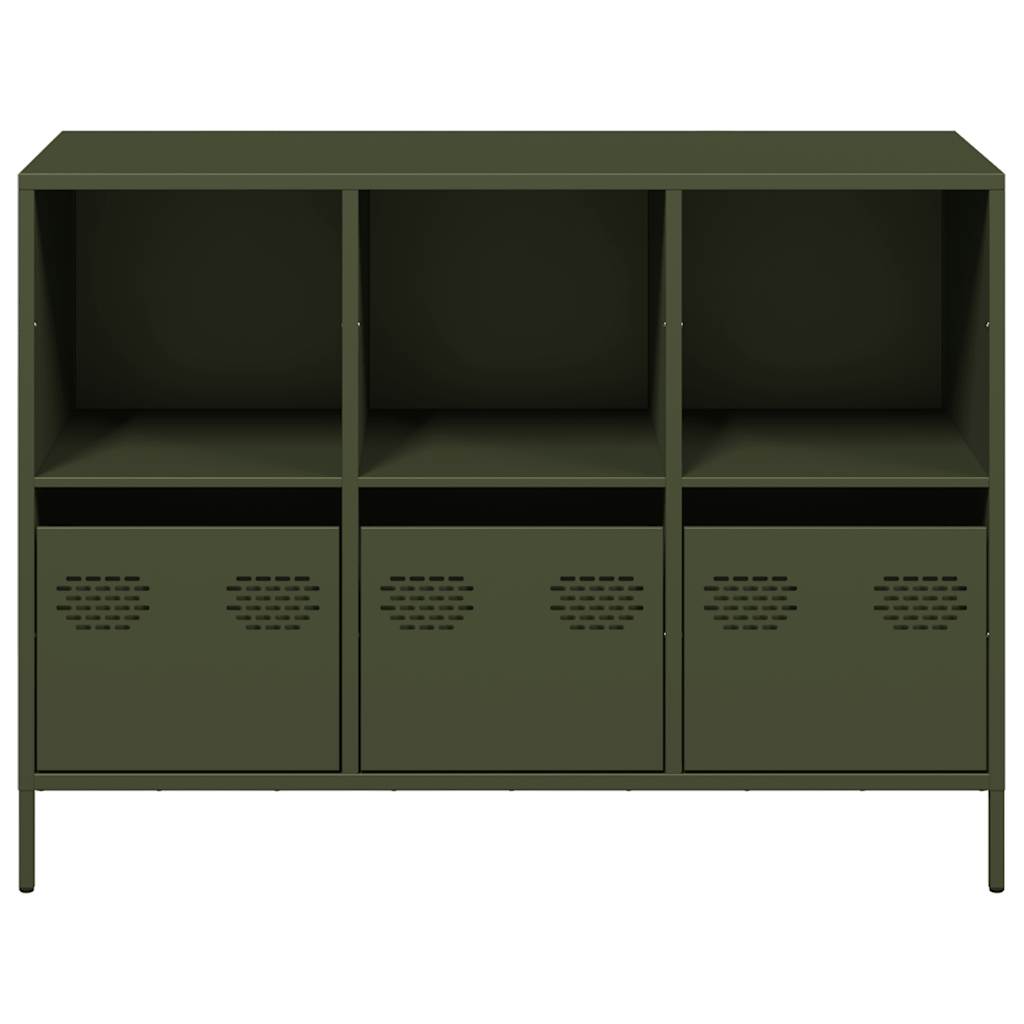 vidaXL Credenza Verde Oliva 101,5x39x73,5 cm Acciaio Laminato a Freddo