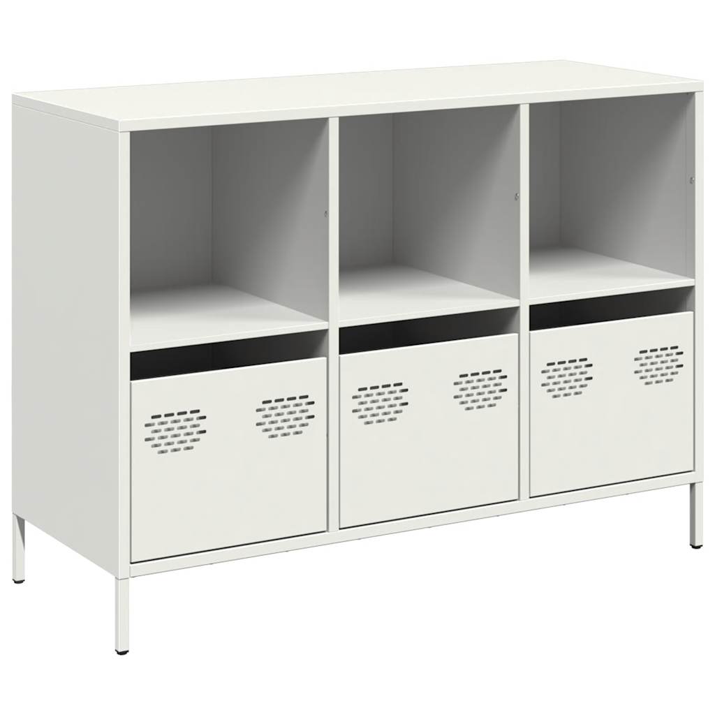 Credenza-Buffet-Armadio da cucina Bianca 101,5x39x73,5 cm in Acciaio Laminato a Freddo 266201
