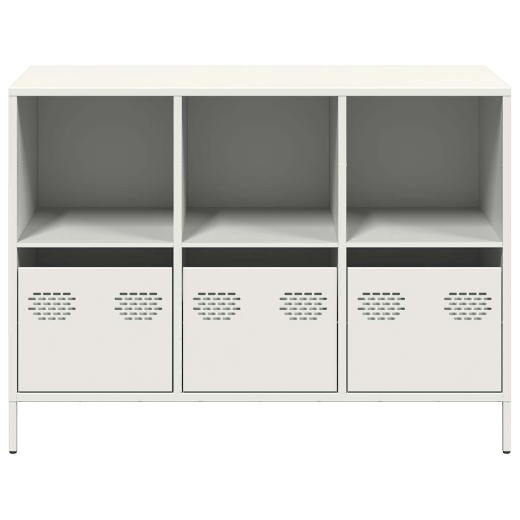 Credenza-Buffet-Armadio da cucina Bianca 101,5x39x73,5 cm in Acciaio Laminato a Freddo 266201