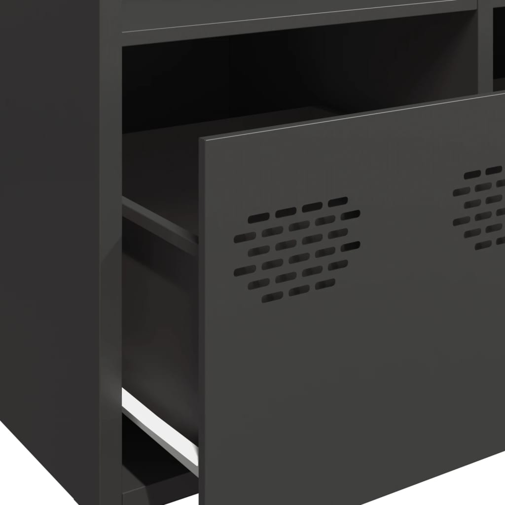 Credenza-Buffet-Armadio da cucina Nera 101,5x39x103,5 cm in Acciaio