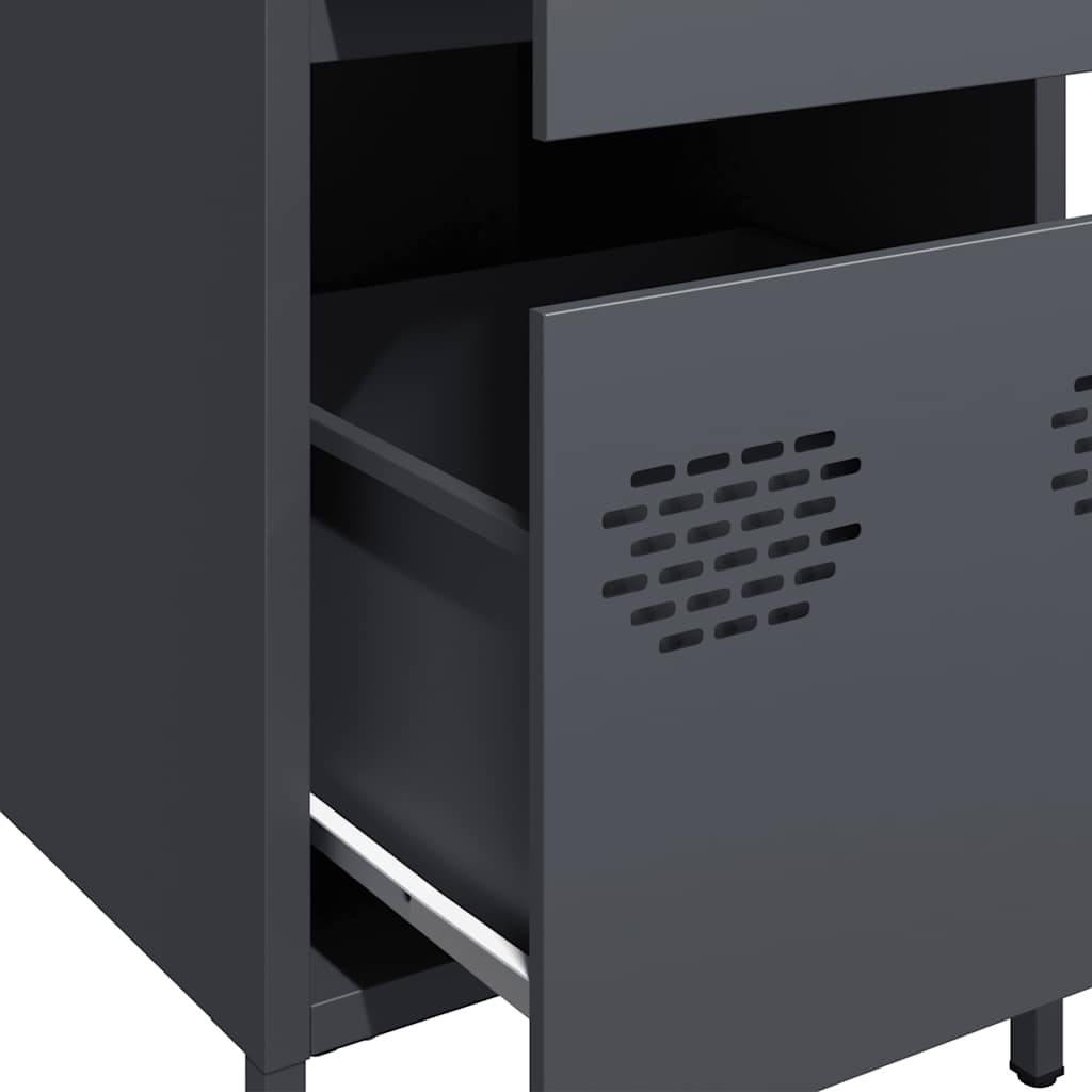 Credenza-Buffet-Armadio da cucina Antracite 35x39x73,5 cm in Acciaio Laminato a Freddo 449466