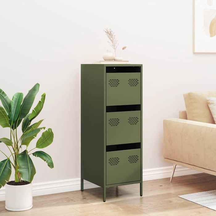 vidaXL Credenza Verde Oliva 39x35x103,5 cm in Acciaio