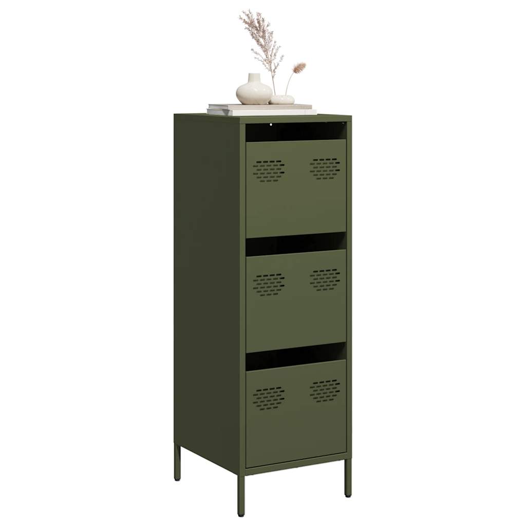 vidaXL Credenza Verde Oliva 39x35x103,5 cm in Acciaio