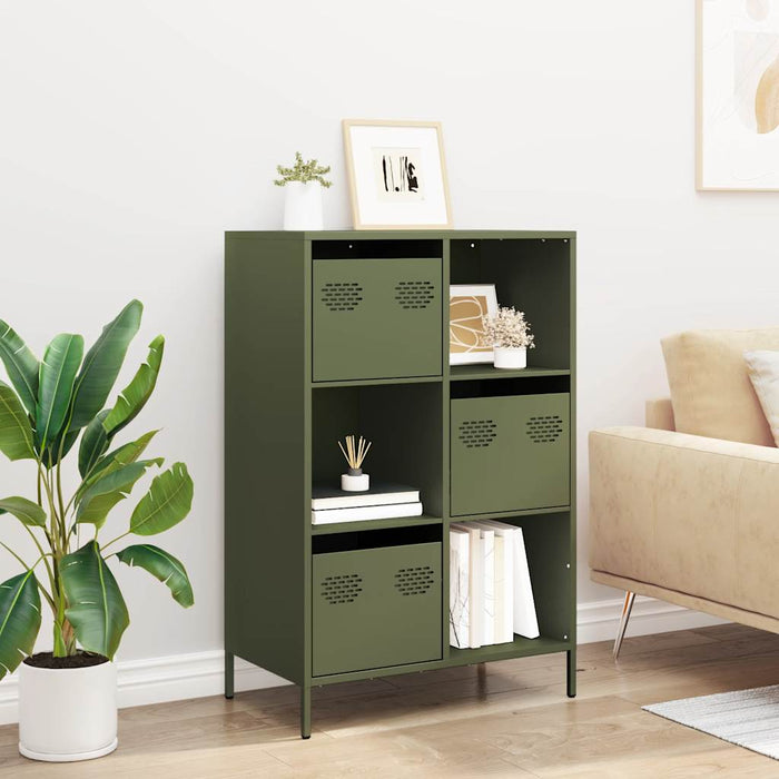 vidaXL Credenza Verde Oliva 68x39x103,5 cm in Acciaio