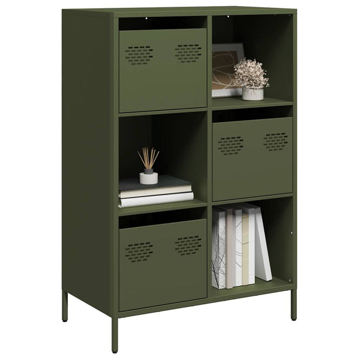 vidaXL Credenza Verde Oliva 68x39x103,5 cm in Acciaio