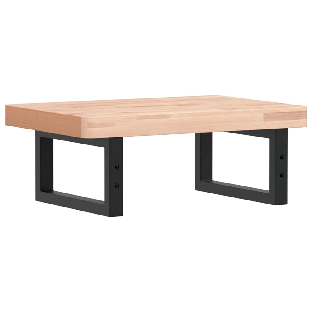 Ripiano a Parete per Lavabo-Mensole a Muro in Acciaio e Massello di Faggio 967733