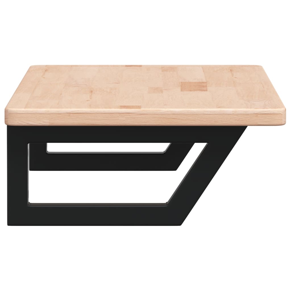 Ripiano a Parete per Lavabo in Acciaio e Massello di Rovere 3302331