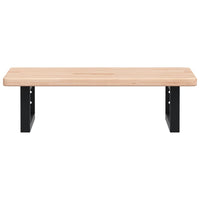 Ripiano a Parete per Lavabo in Acciaio e Massello di Rovere 3302333