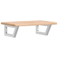 Ripiano a Parete per Lavabo in Acciaio e Massello di Rovere 3302334