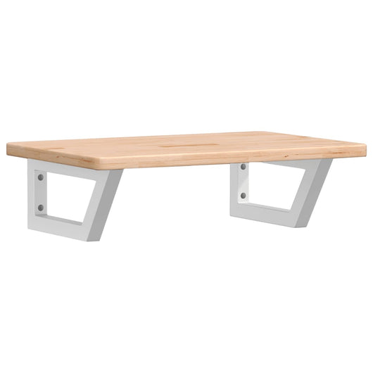 Ripiano a Parete per Lavabo in Acciaio e Massello di Rovere 3302334