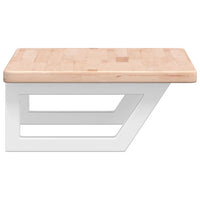 Ripiano a Parete per Lavabo in Acciaio e Massello di Rovere 3302334