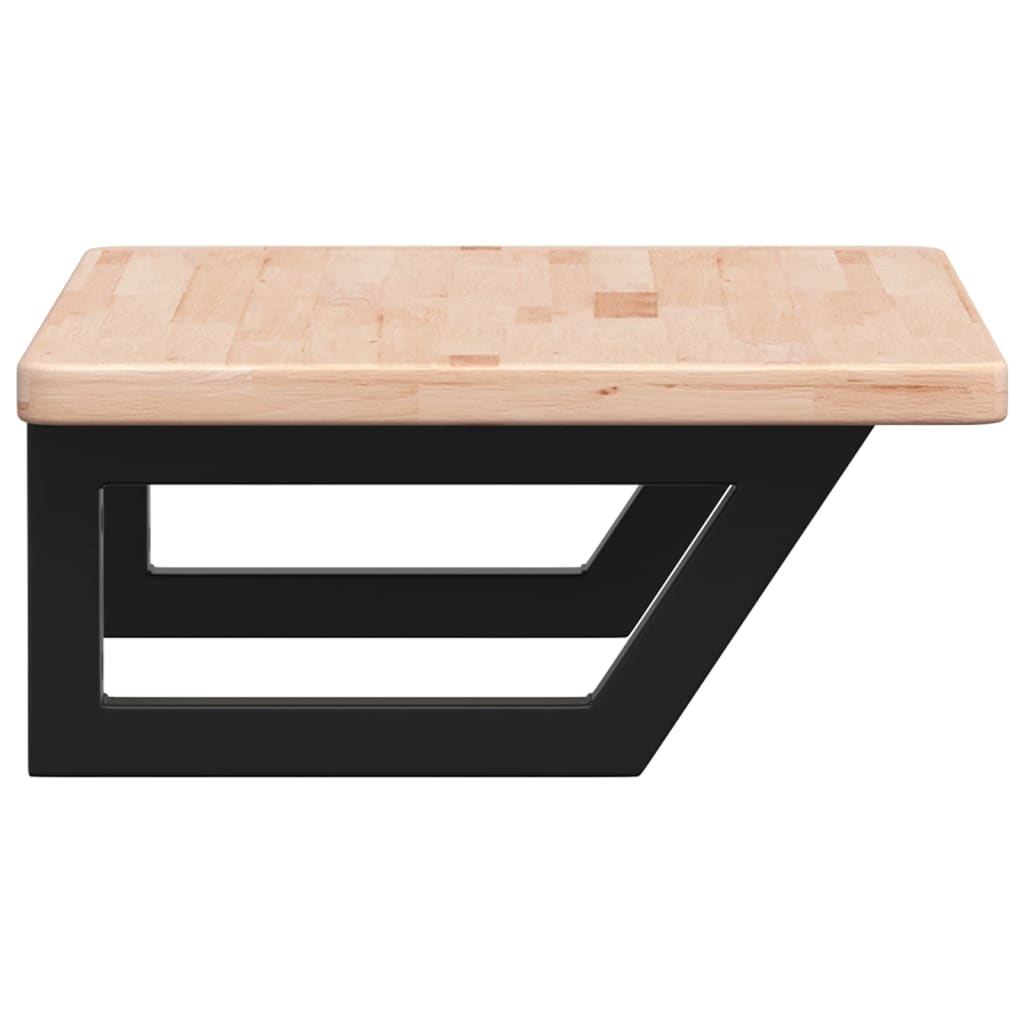 Ripiano a Parete per Lavabo in Acciaio e Massello di Rovere