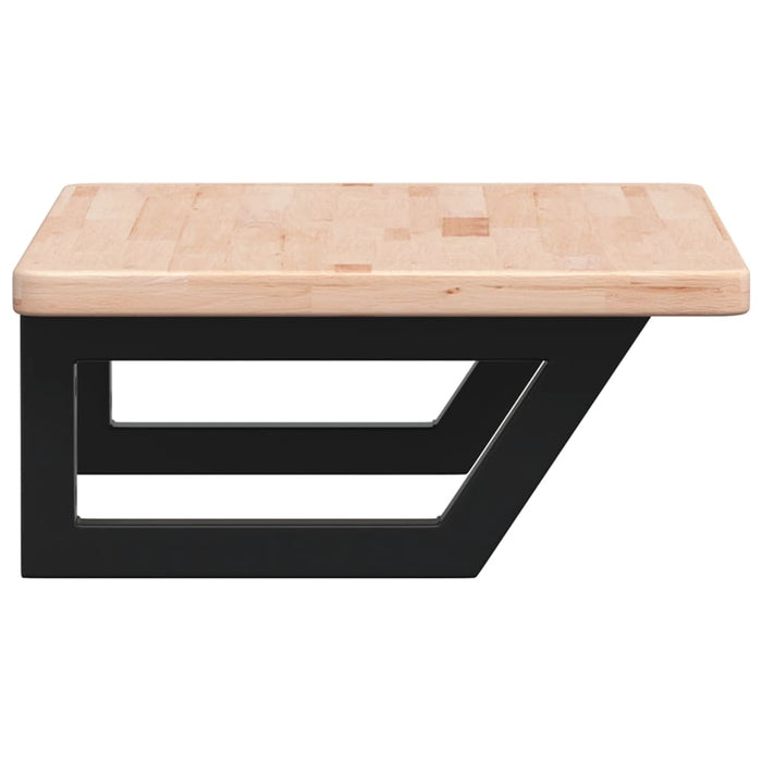 Ripiano a Parete per Lavabo in Acciaio e Massello di Rovere