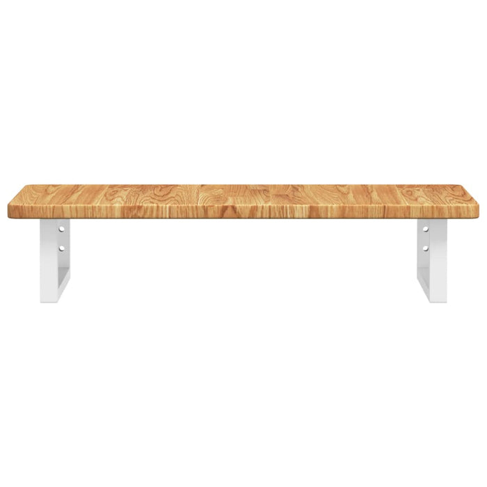 Ripiano a Parete per Lavabo in Acciaio e Massello di Rovere 3302336