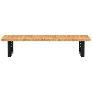 Ripiano a Parete per Lavabo in Acciaio e Massello di Rovere 3302337