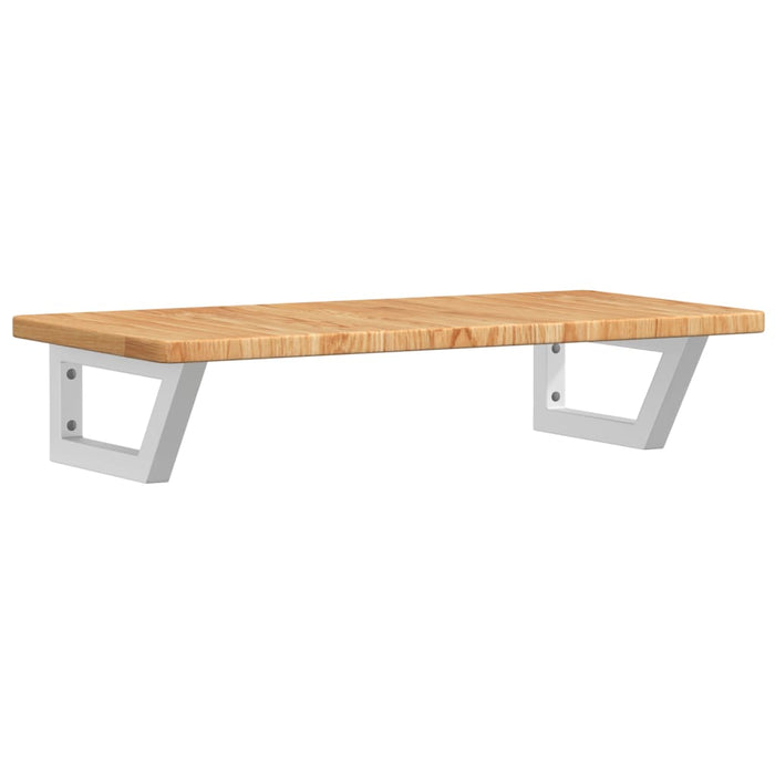 Ripiano a Parete per Lavabo in Acciaio e Massello di Rovere 3302338