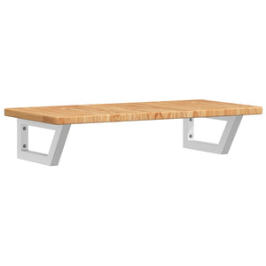 Ripiano a Parete per Lavabo-Mensole a Muro in Acciaio e Massello di Rovere 535391