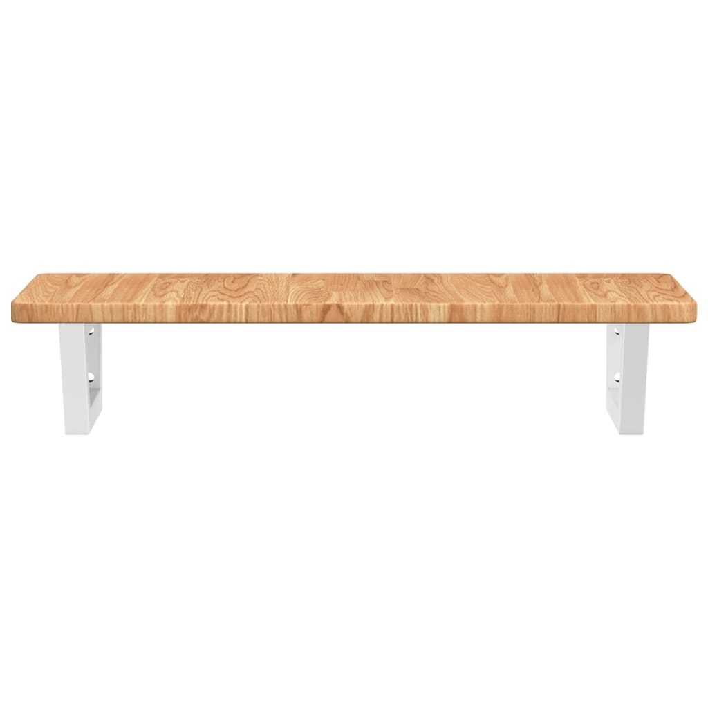 Ripiano a Parete per Lavabo in Acciaio e Massello di Rovere 3302338