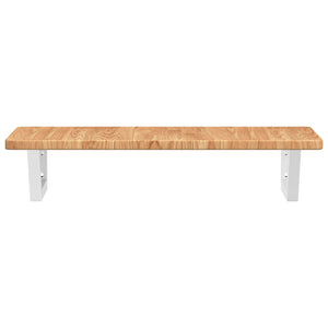 Ripiano a Parete per Lavabo in Acciaio e Massello di Rovere 3302338