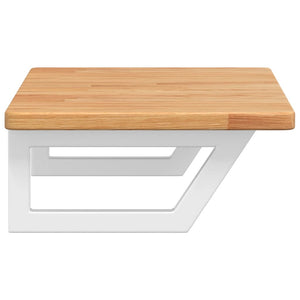 Ripiano a Parete per Lavabo-Mensole a Muro in Acciaio e Massello di Rovere 535391