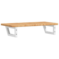 Ripiano a Parete per Lavabo-Mensole a Muro in Acciaio e Massello di Rovere 535391