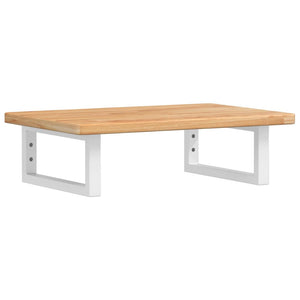 Ripiano a Parete per Lavabo in Acciaio e Massello di Rovere 3302340