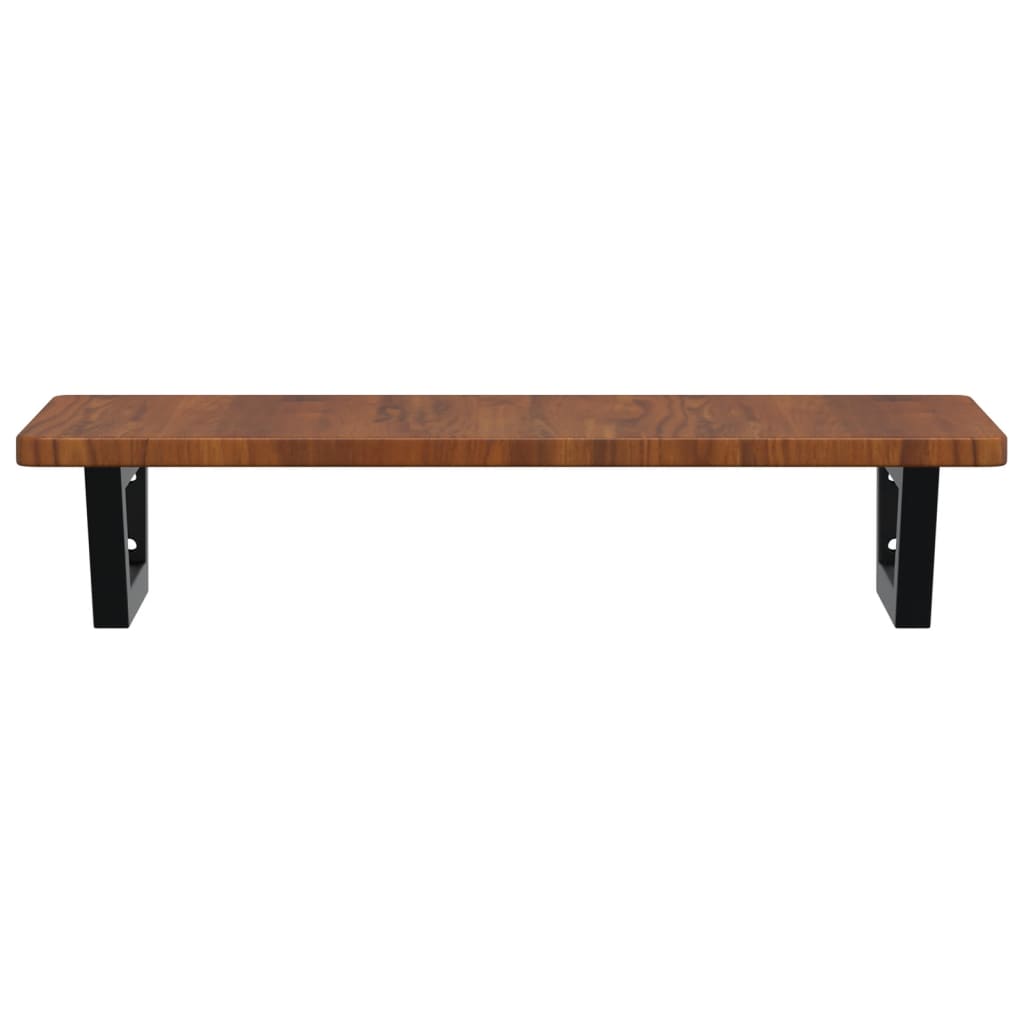 Ripiano a Parete per Lavabo in Acciaio e Massello di Rovere 3302347