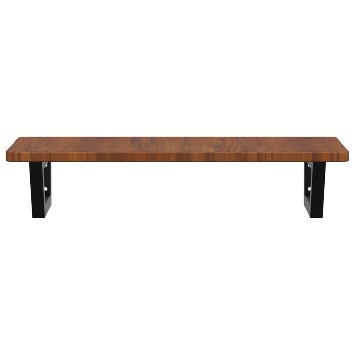 Ripiano a Parete per Lavabo in Acciaio e Massello di Rovere 3302347