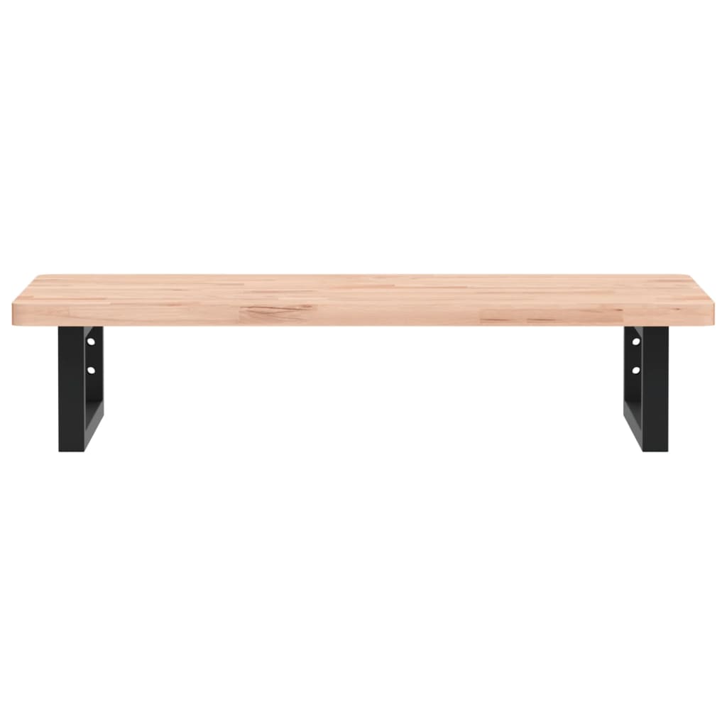 Ripiano a Parete per Lavabo in Acciaio e Massello di Faggio 3302353