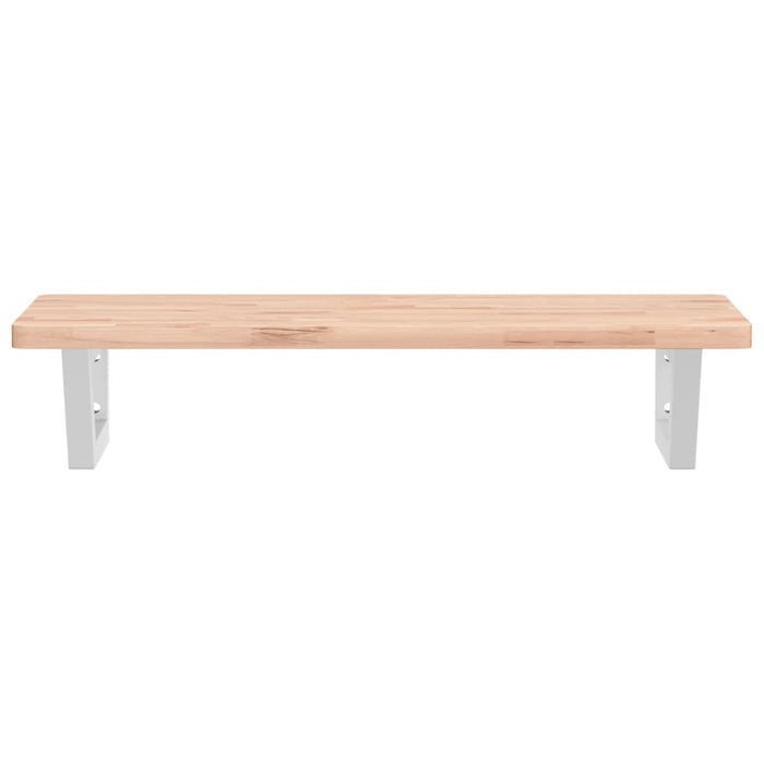 Ripiano a Parete per Lavabo in Acciaio e Massello di Faggio